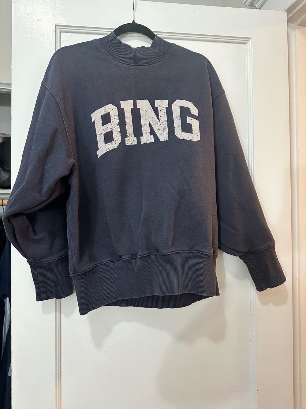Anine Bing Slate Blue 'BING' Crewneck Sweatshirt